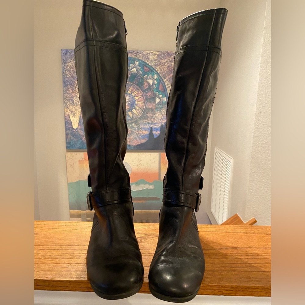 Nine West black leather boots